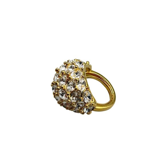 KJL Rhinestones Ring Size 6.5 Domed Gold Tone Clear Rhinestones Sparkly Ring - Picture 1 of 10